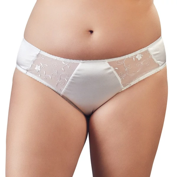 Cottelli Plus Size - hímzett-csipkés női alsó (fehér)