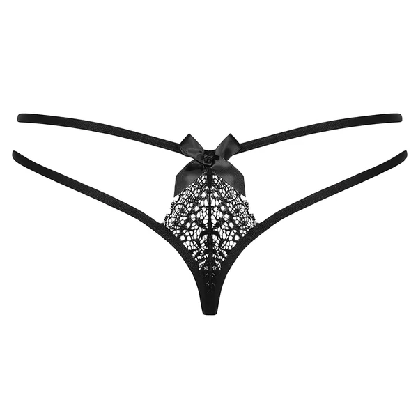 Obsessive Intensa - dupla pántos csipke tanga (fekete)