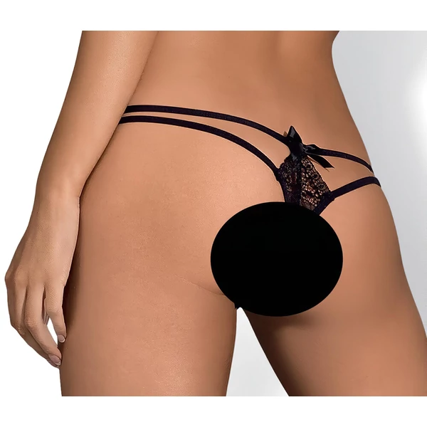 Obsessive Intensa - dupla pántos csipke tanga (fekete)
