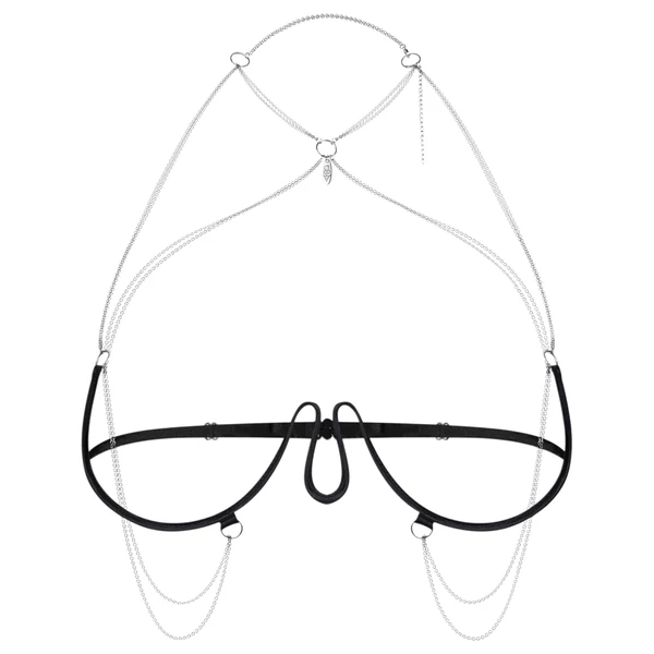 Obsessive - láncos hám melltartó - fekete (S-L)