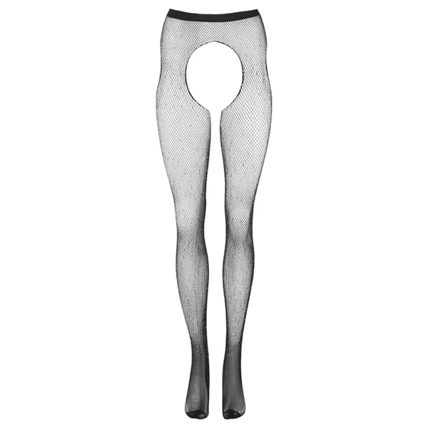 Cottelli Legwear - nyitott, csillogó harisnya (fekete, S-L)