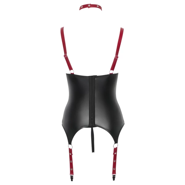 Cottelli Bondage - fényes, mellemelős felső nyakörvvel (fekete)