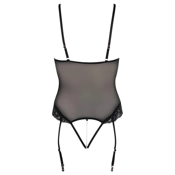 Cottelli Bondage - fém gyűrűs body és kar bilincs (fekete)