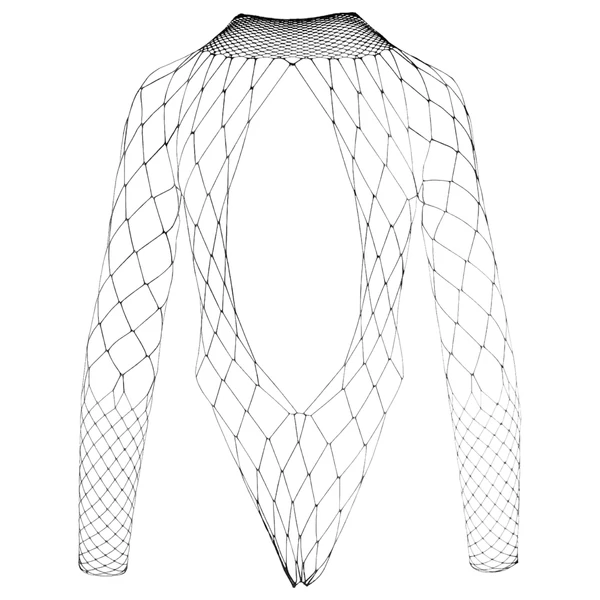 NO:XQSE - hosszúujjú, hálós necc body (fekete, S-L)