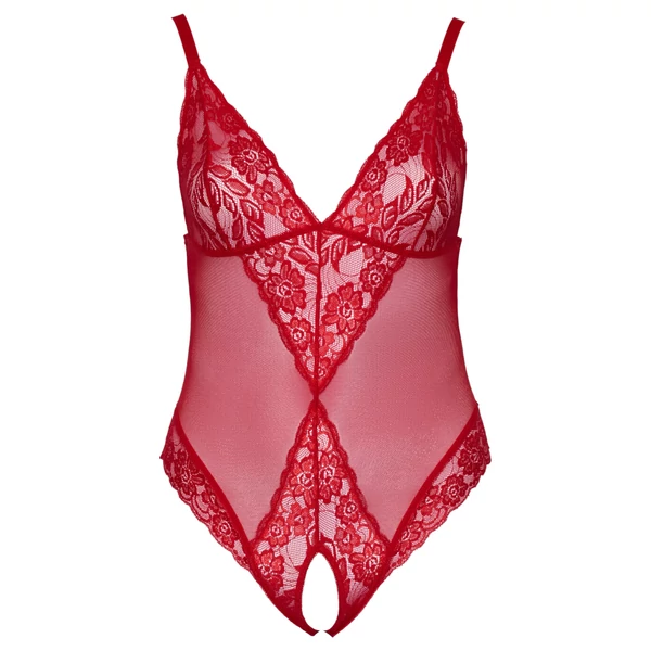 Cottelli Curves - áttetsző csipke body (piros)