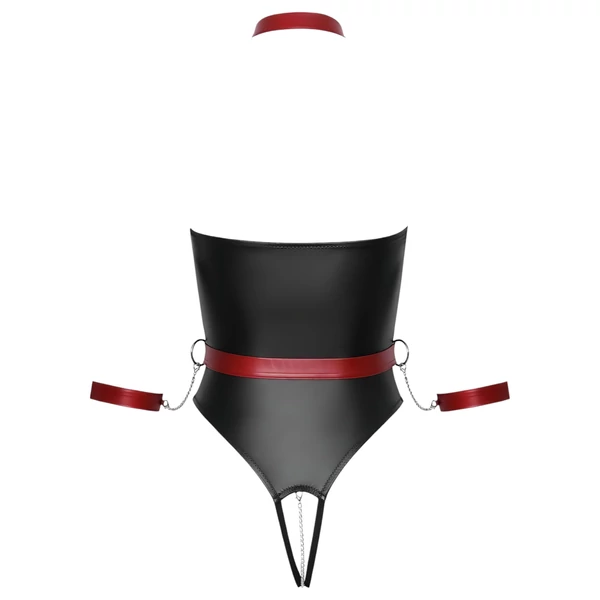 Cottelli Bondage - fényes body és kar bilincs (fekete)