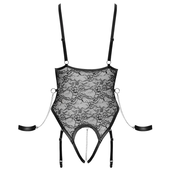 Cottelli Bondage - nyitott body bilinccsel (fekete)
