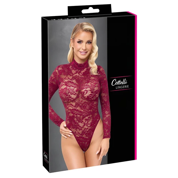 Cottelli - átlátszó csipke body (piros)