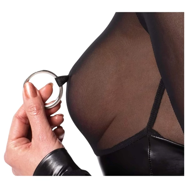 Noir - fényes body átlátszó betéttel (fekete)
