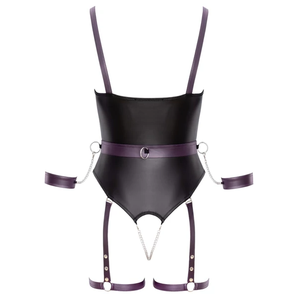 Cottelli - nyitott bondage body bilincsekkel (fekete)