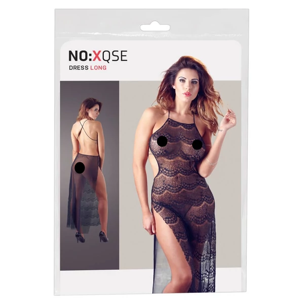NO:XQSE - Tüll-csipke hosszú ruha (fekete)