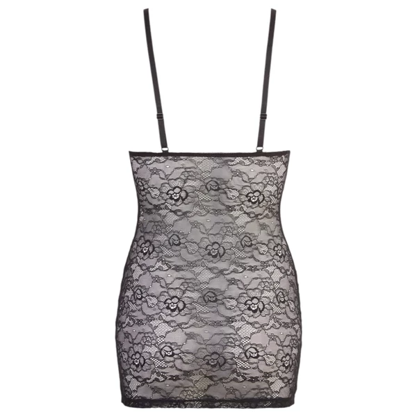 Cottelli - fényes csíkos csipke ruha (fekete)