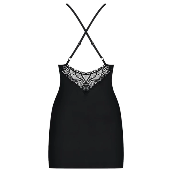 Obsessive 828-CHE-1 - strasszos pántos ruha és tanga (fekete)