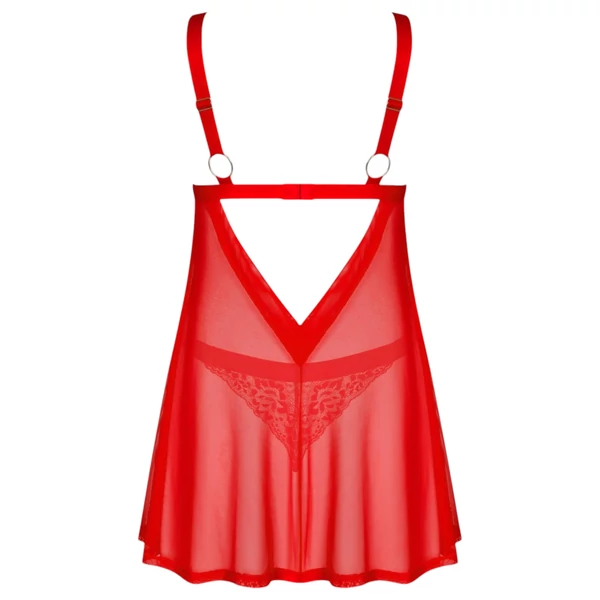 Obsessive Elianes - csipkés babydoll szett (piros)