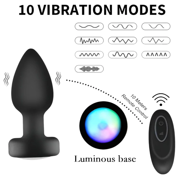 Mrow - világító, rádiós anál vibrátor (fekete)
