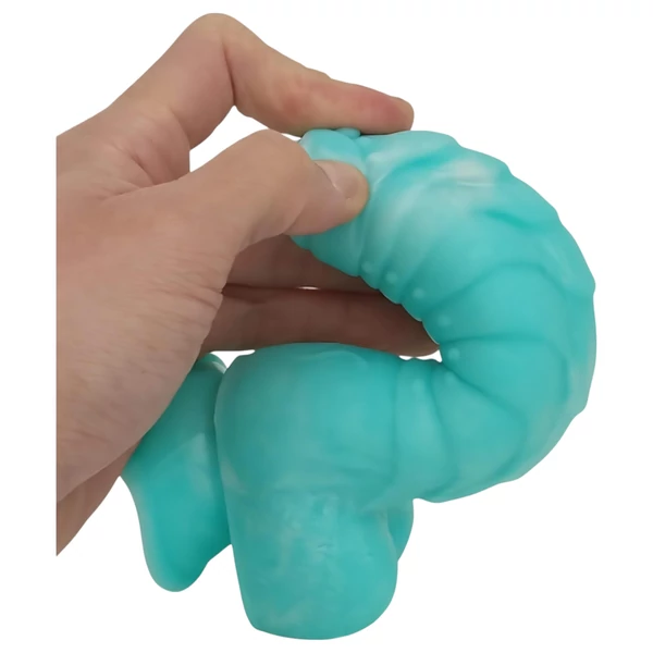 OgazR Sea Serpent - barázdált dildó - 17 cm (kék-fehér)