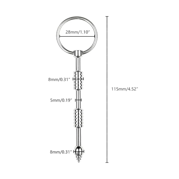 Urethralplay - bordázott fém dilátor - 8,5cm (ezüst)