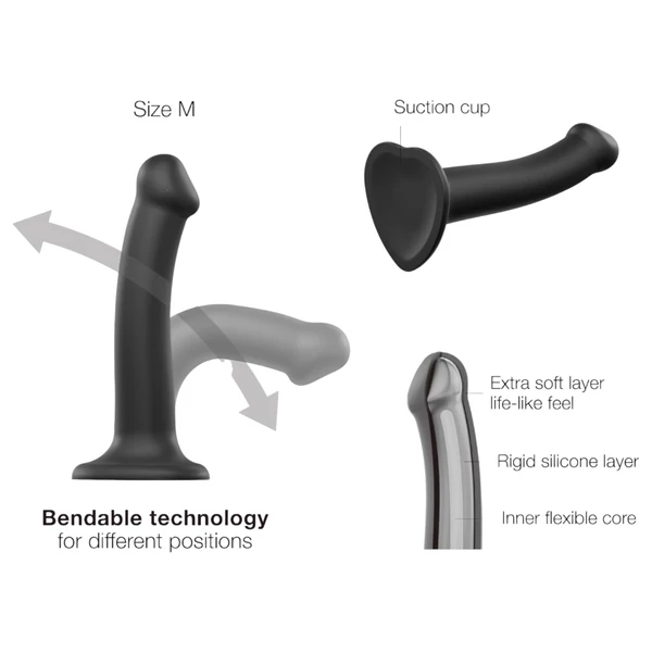 Strap-on-me Dual S - dupla rétegű dildó (fekete)