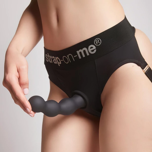 Strap-on-me Balls S - gömbös, tapadókorongos dildó (fekete)