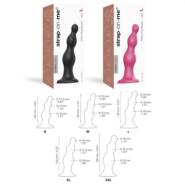 Strap-on-me Beads S - gyöngyös, tapadókorongos dildó (pink)