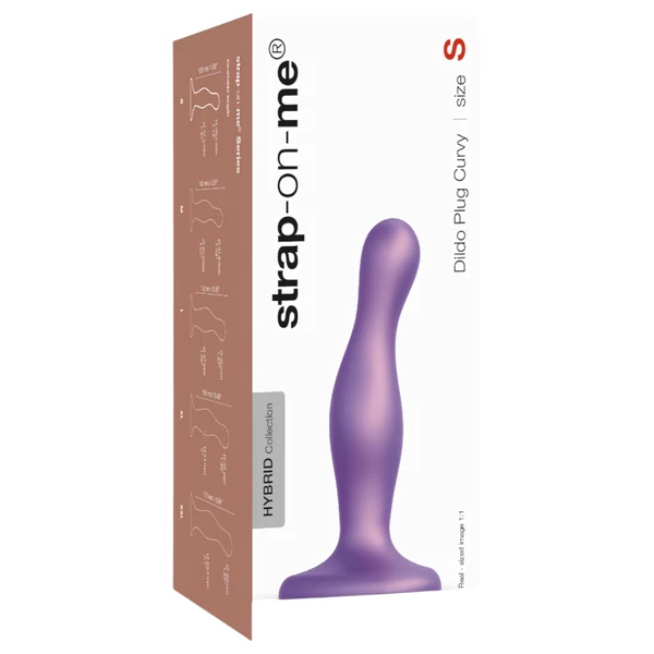 Strap-on-me Curvy S - hullámos, tapadókorongos dildó (lila)