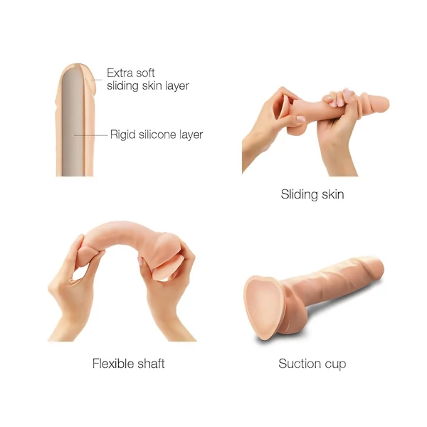 Strap-on-me M - kétrétegű, tapadókorongos dildó (natúr)