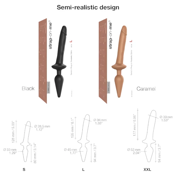 Strap-on-me Swith Realistic XXL - 2in1 szilikon dildó (fekete)