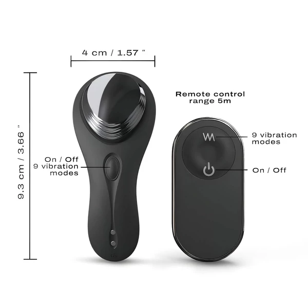 Dorcel Discreet Vibe + - akkus, rádiós csikló vibrátor (fekete)