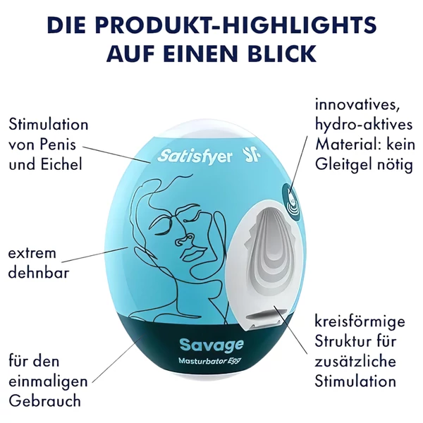 Satisfyer Egg Savage - tojás maszturbátor (1 db)