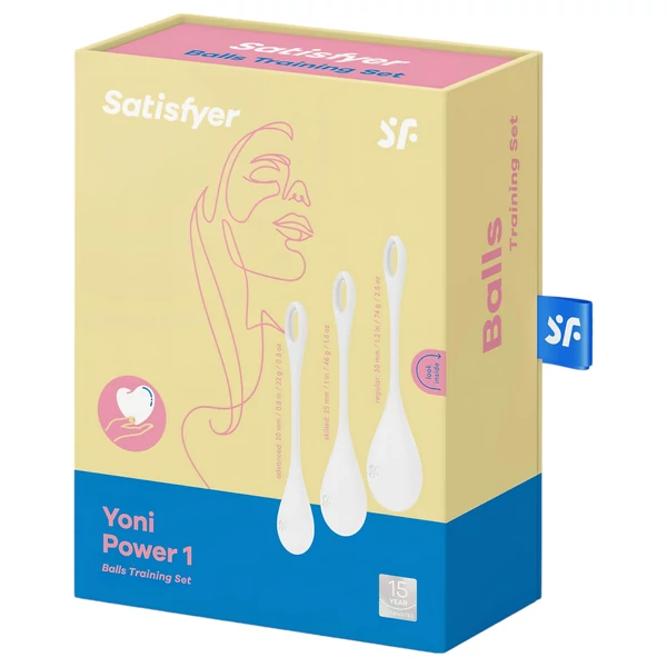 Satisfyer Yoni Power 1 - gésagolyó szett (fehér, 3 részes)