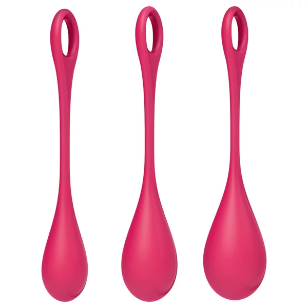 Satisfyer Yoni Power 1 - gésagolyó szett (piros, 3 részes)
