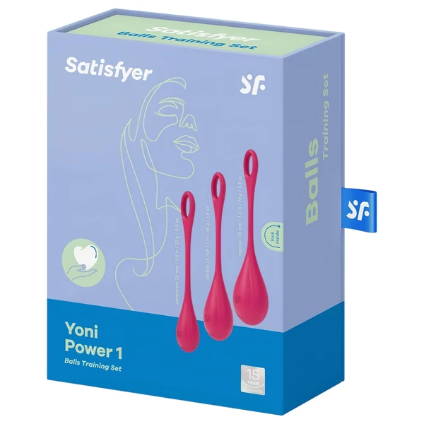 Satisfyer Yoni Power 1 - gésagolyó szett (piros, 3 részes)