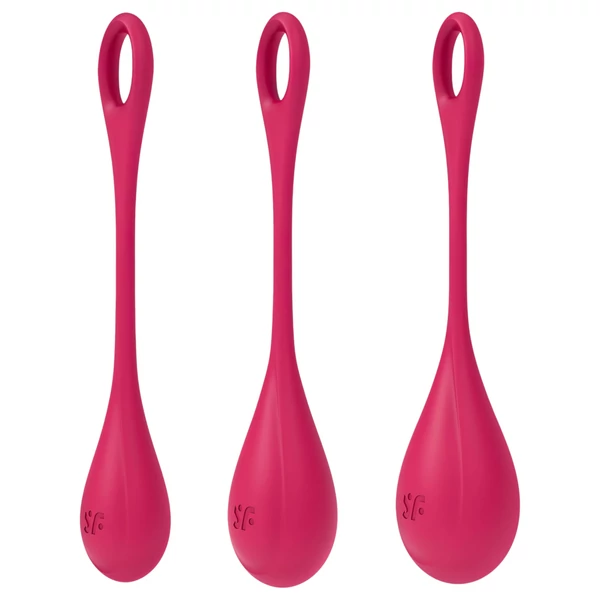 Satisfyer Yoni Power 1 - gésagolyó szett (piros, 3 részes)