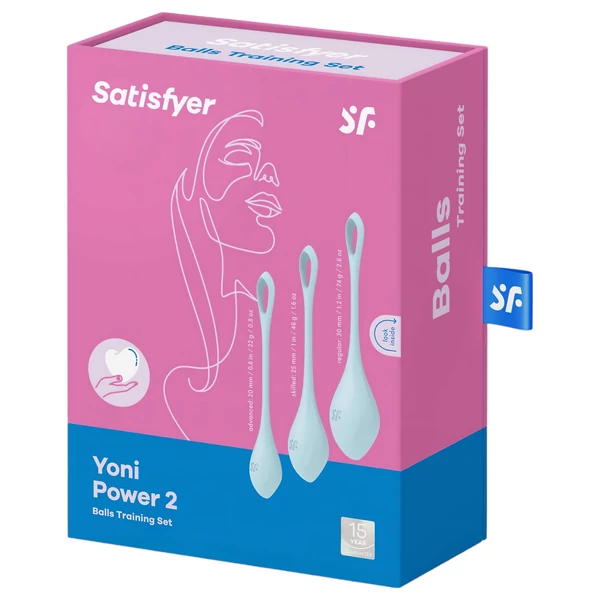 Satisfyer Yoni Power 2 - gésagolyó szett (kék, 3 részes)