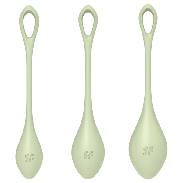 Satisfyer Yoni Power 2 - gésagolyó szett (zöld, 3 részes)