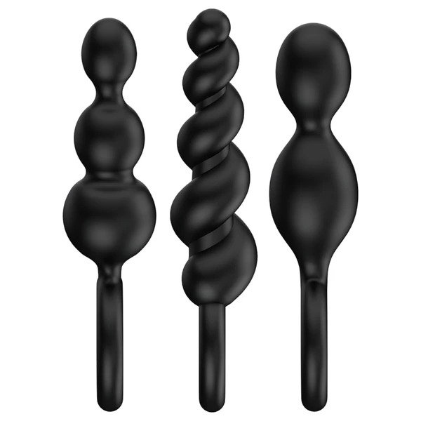 Satisfyer Booty Call - anál plug szett (fekete, 3 részes)