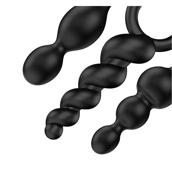 Satisfyer Booty Call - anál plug szett (fekete, 3 részes)