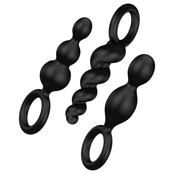 Satisfyer Booty Call - anál plug szett (fekete, 3 részes)