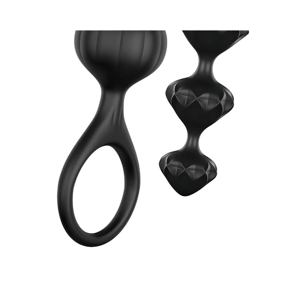Satisfyer Love Beads - gyöngyös anál dildó szett (fekete)