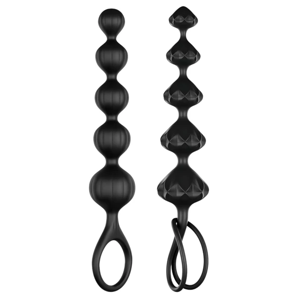 Satisfyer Love Beads - gyöngyös anál dildó szett (fekete)