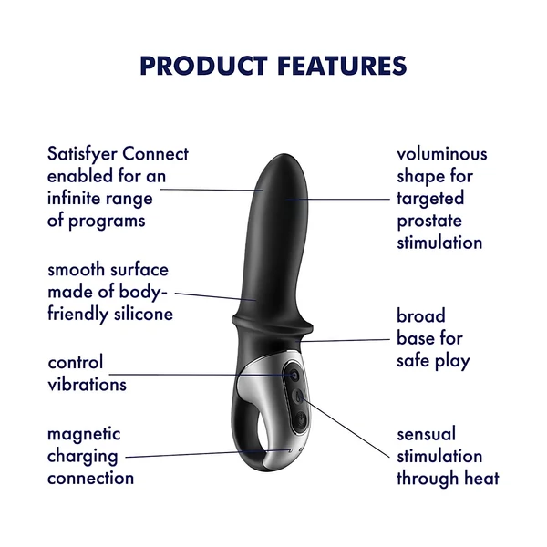 Satisfyer Hot Passion - App-vezérelt melegítő análvibrátor (fekete)