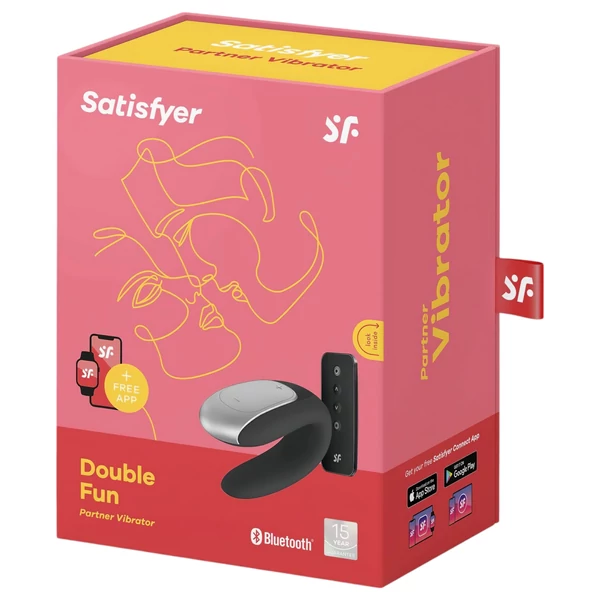 Satisfyer Double Fun - okos, vízálló párvibrátor (fekete)