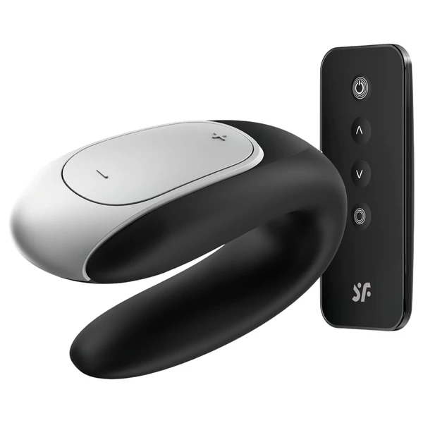 Satisfyer Double Fun - okos, vízálló párvibrátor (fekete)