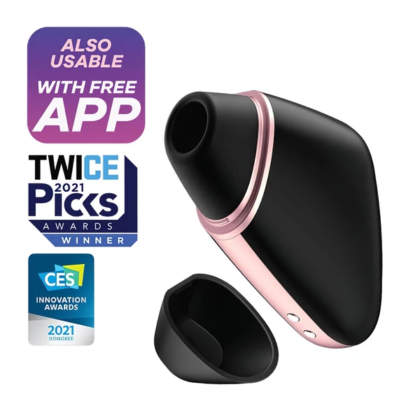 Satisfyer Love Triangle - App-vezérelt léghullámos csiklóizgató (fekete)