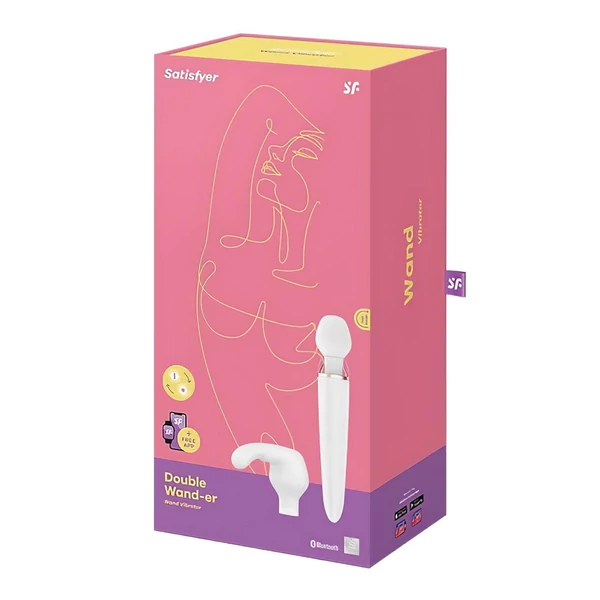 Satisfyer Double Wand-er - App-vezérelt masszírozó vibrátor (fehér)