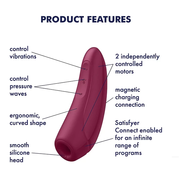 Satisfyer Curvy 1+ - App-vezérelt léghullámos csiklóizgató (piros)