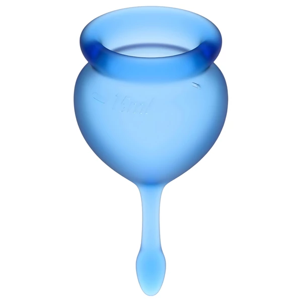 Satisfyer Feel Good - szilikon menstruációs kehely szett (kék, 2 db)