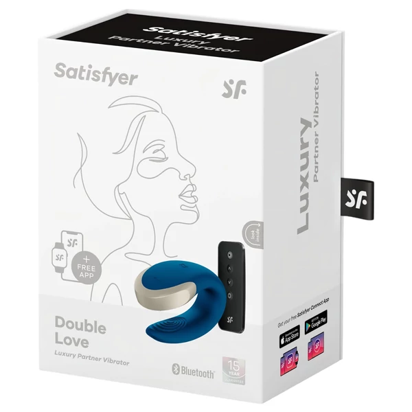 Satisfyer Double Love - App-vezérelt párvibrátor (kék)