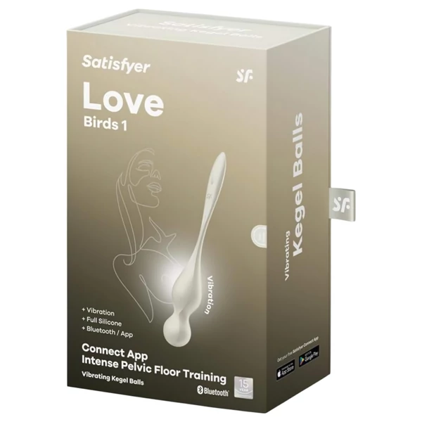 Satisfyer Love Birds 1 - App-vezérelt vibrációs gésagolyó (fehér)