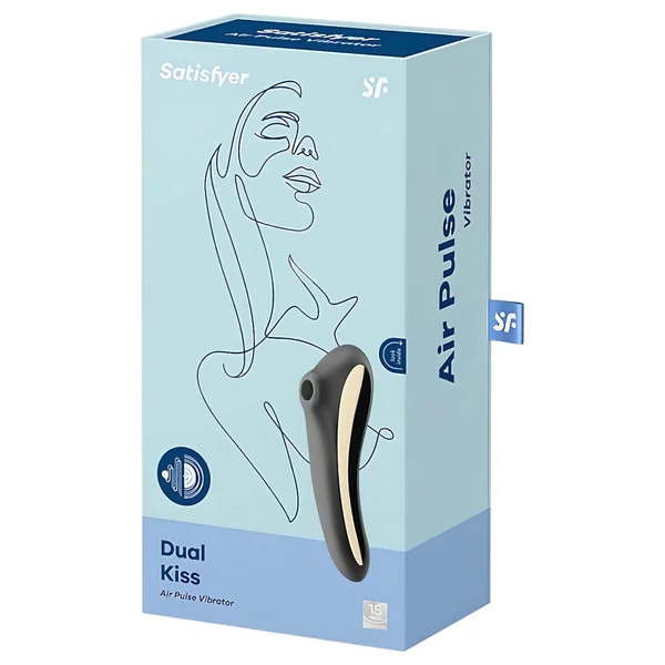 Satisfyer Dual Kiss - akkus hüvelyi és csikló vibrátor (fekete)